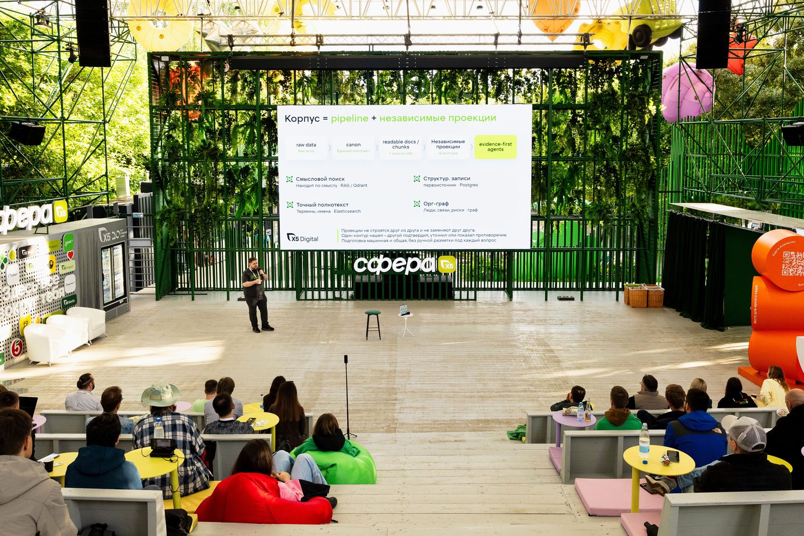 AI & ML Talks stage at Sfera X5, viewed from the audience